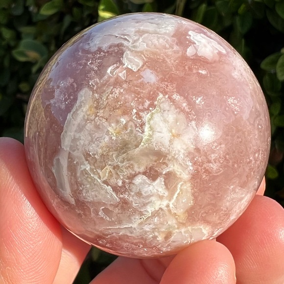 Sparkling Pink Flower Agate Sphere - Picture 5 of 5
